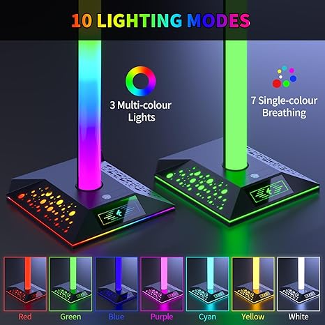 Gaming Headphone Stand PC Accessories - RGB Headset Stand with 2 USB Charger, Cool LED Headphone Holder PC Gaming Accessories Gift for Boys Men Gamers, Computer Game Hardware for Desk - Image 4