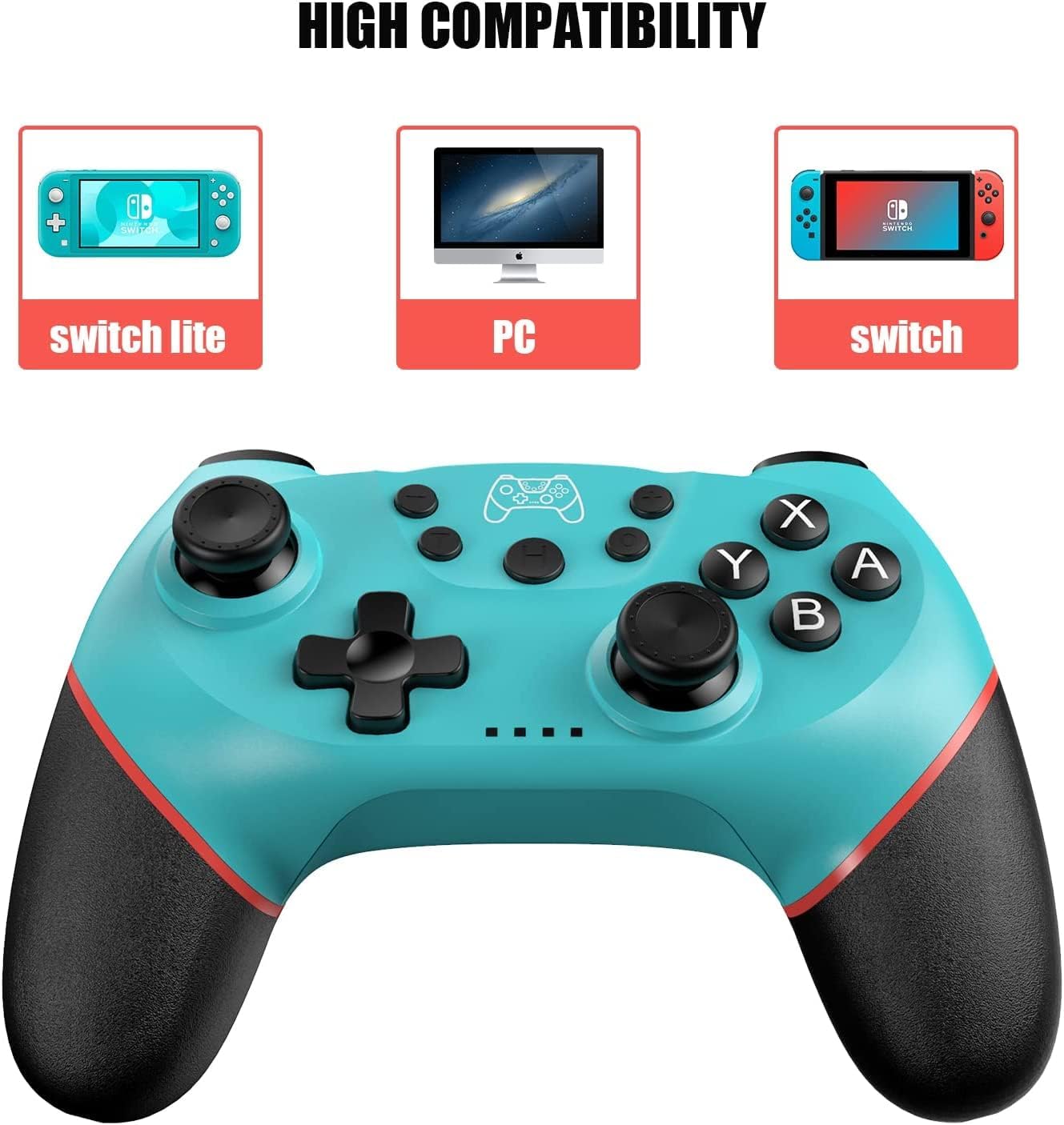 Diswoe Controller for Switch, Wireless Pro Controller for Switch/Switch Lite/Switch OLED, Remote Gamepad with Joystick, Adjustable Turbo Vibration, Ergonomic Non-Slip - Blue - Image 2