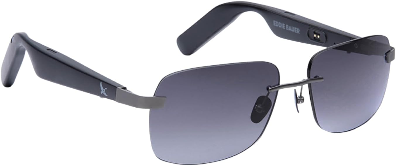 Eddie Bauer Smart Glasses for Men Bluetooth Smart Glasses with UV400 Polarized Lenses, Open Ear Speakers & Microphone Horizon (Standard)