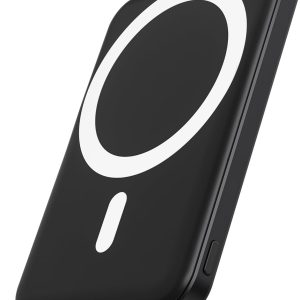 podoru for Magsafe Battery Pack, 5000mAh Magnetic Power Bank with Type-C Cable 20W PD Fast Charging Lighting Input Wireless Portable Charger for iPhone 16/15/14/13/12/ All Series-Black