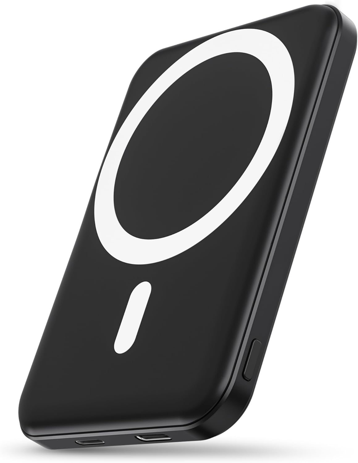 podoru for Magsafe Battery Pack, 5000mAh Magnetic Power Bank with Type-C Cable 20W PD Fast Charging Lighting Input Wireless Portable Charger for iPhone 16/15/14/13/12/ All Series-Black