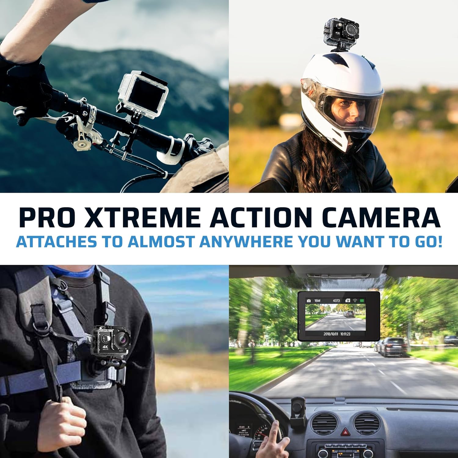 Pro Xtreme 4K Action Camera - Ultra HD Waterproof Camera Video Camera with Wi-Fi, 170° Wide Angle Lens, Image Stabilization, Multiple Mounting Options - Perfect Underwater Camera Snorkeling - Image 3