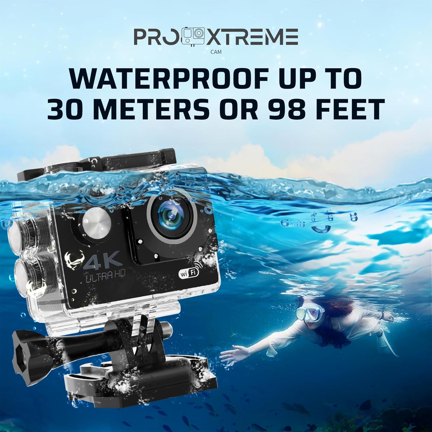 Pro Xtreme 4K Action Camera - Ultra HD Waterproof Camera Video Camera with Wi-Fi, 170° Wide Angle Lens, Image Stabilization, Multiple Mounting Options - Perfect Underwater Camera Snorkeling - Image 4