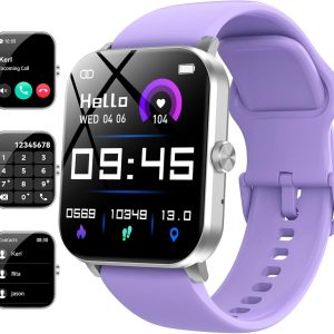 Smart Watch, 1.85" Smartwatch for Men Women (Answer/Make Call), IP68 Waterproof Fitness Tracker, 120+ Sport Modes, Heart Rate, Sleep Monitor, Pedometer, Spo2, Activity Tracker for Android iOS (Purple)