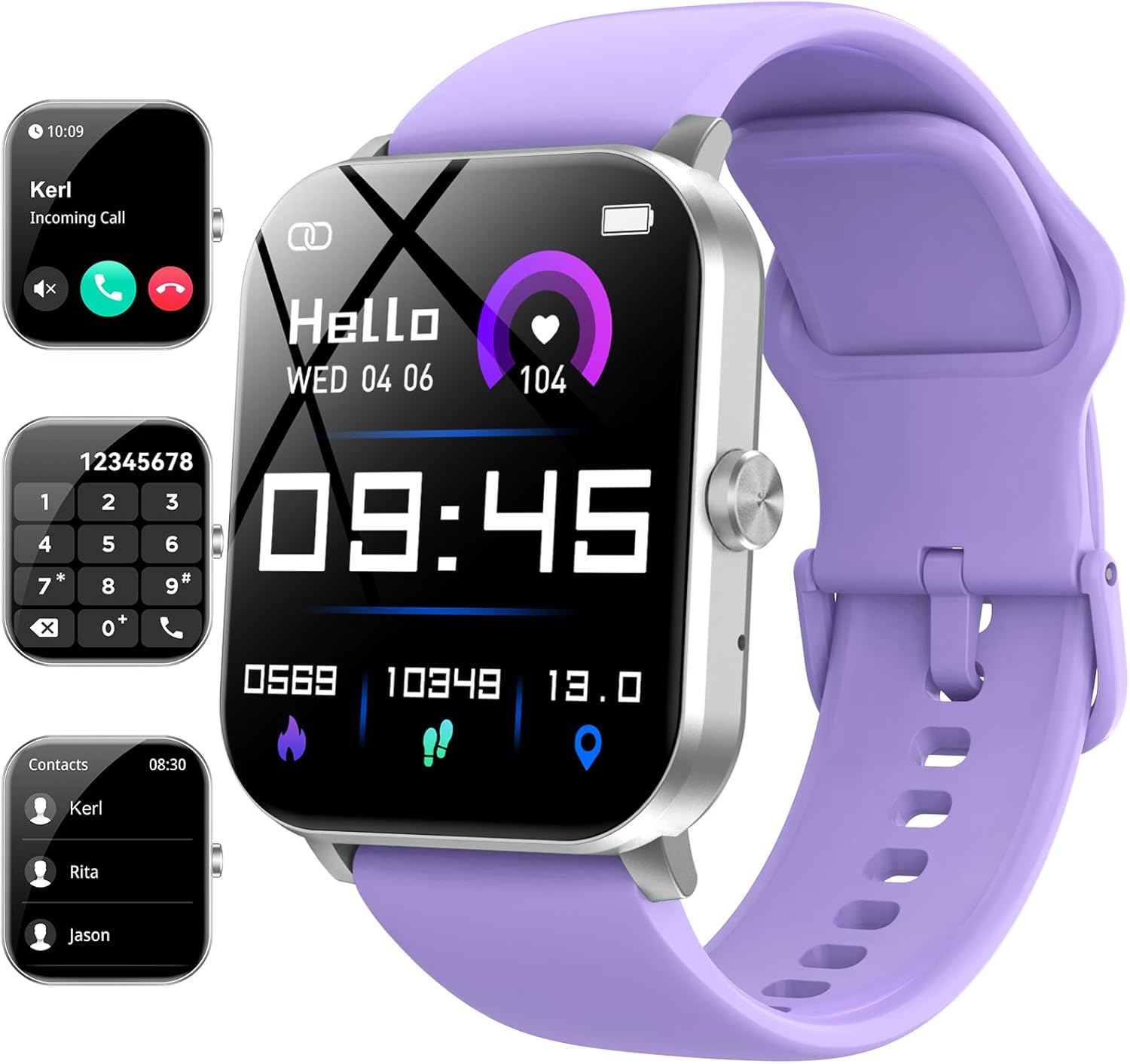Smart Watch, 1.85" Smartwatch for Men Women (Answer/Make Call), IP68 Waterproof Fitness Tracker, 120+ Sport Modes, Heart Rate, Sleep Monitor, Pedometer, Spo2, Activity Tracker for Android iOS (Purple)
