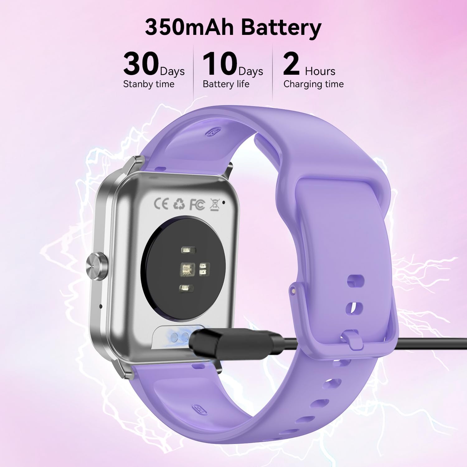 Smart Watch, 1.85" Smartwatch for Men Women (Answer/Make Call), IP68 Waterproof Fitness Tracker, 120+ Sport Modes, Heart Rate, Sleep Monitor, Pedometer, Spo2, Activity Tracker for Android iOS (Purple) - Image 6